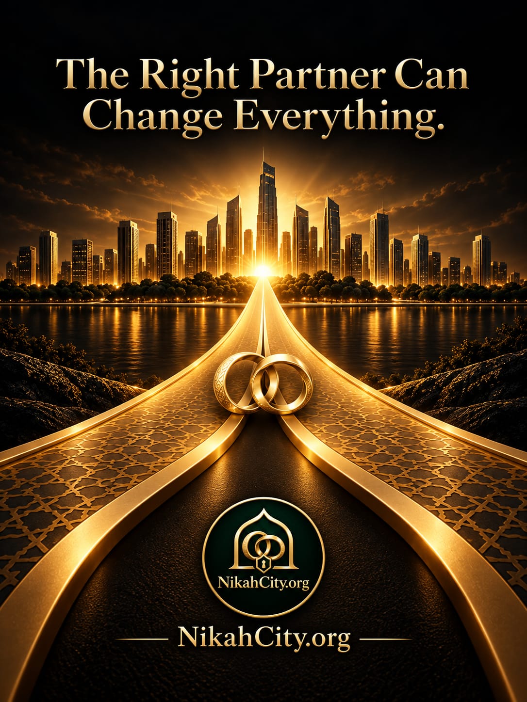 Golden path and wedding rings illustrating how the right spouse can change your life